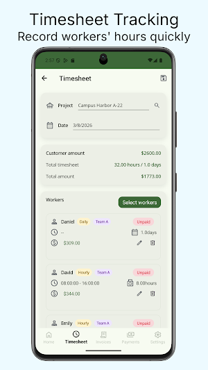 Project Works - Timesheets Screenshot 1