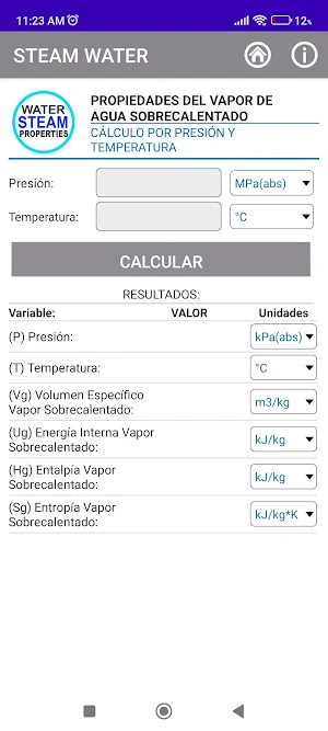 STEAM WATER CALCULATOR Screenshot 3