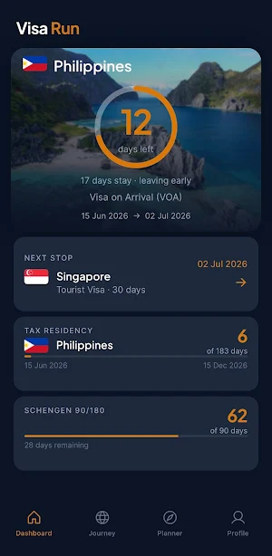 Visa Run: Nomad Travel Tracker Screenshot 0
