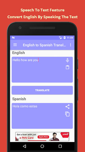 English to Spanish Translation Screenshot 1