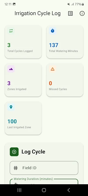 Irrigation Cycle Log Screenshot 0