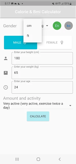 BMR calculator - BMI, BMR, AMR Screenshot 2