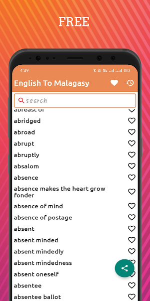 English To Malagasy Dictionary Screenshot 0