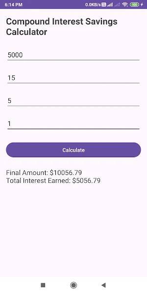 Compound Interest Savings Calc Screenshot 1