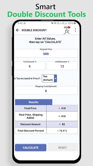 Double Discount Calculator Screenshot 1