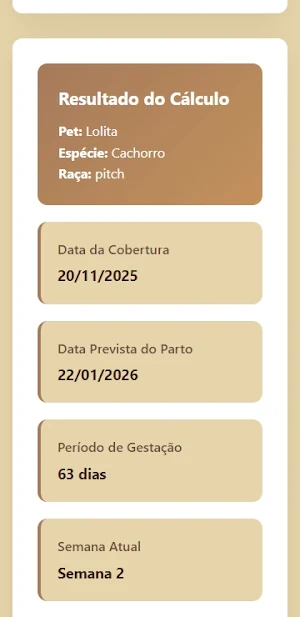 Calculadora de Gestação do Pet Screenshot 2