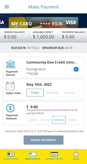 C1CU Credit Card Screenshot 3