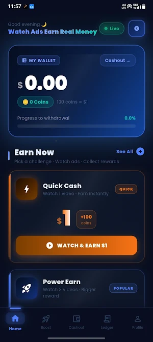 Watch Ads Earn Real Money Screenshot 0