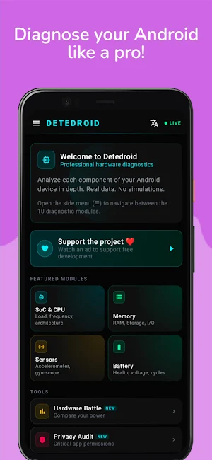 Detedroid: Hardware Diagnostic Screenshot 0