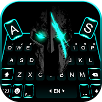 Neon Blue Warrior Keyboard Background
