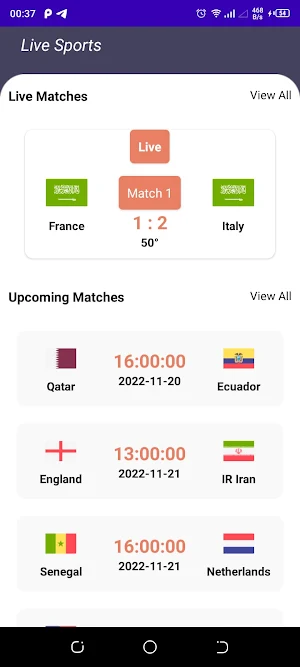 Live Soccer TV : Live Score Screenshot 1