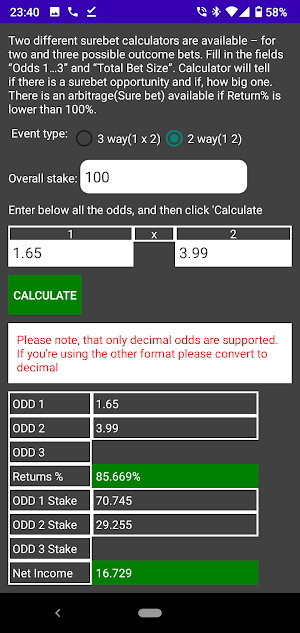 Arbitrage Calculator & Sure Odds Screenshot 2