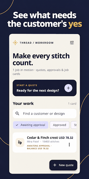 Embroidery Quote & Job Card Screenshot 1