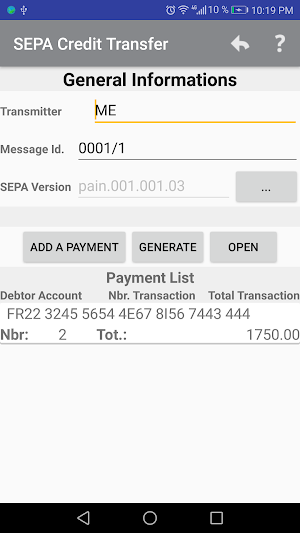 SEPA Transfer File Screenshot 3