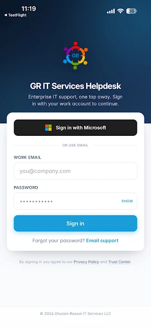 GR IT Services Helpdesk Screenshot 0