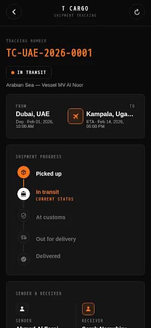 Tcargo tracking Screenshot 2