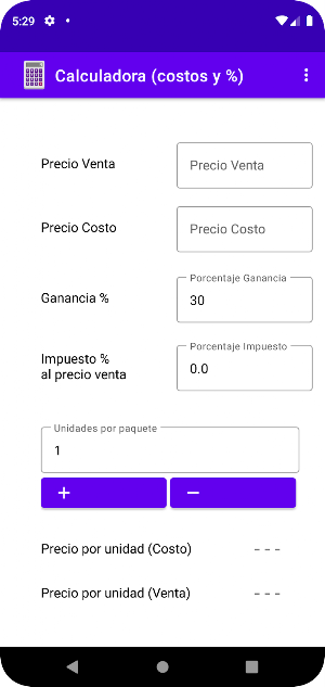 Calculadora de Costos Screenshot 0