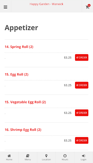 Happy Garden Warwick Ordering Screenshot 2