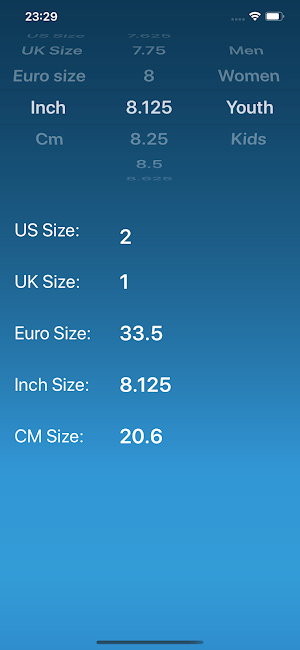 Shoe Size Converter Screenshot 2