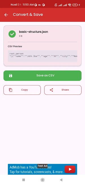 JSON to CSV Screenshot 0