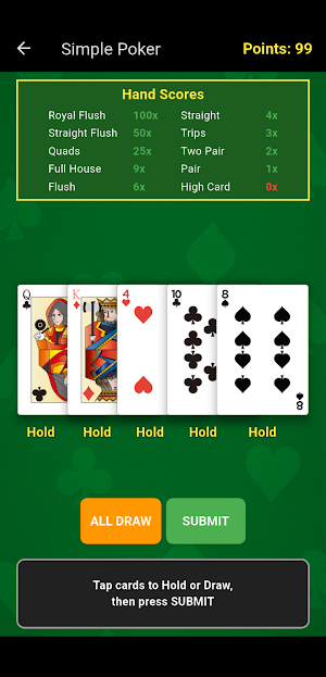Simple Poker (Five-card draw) Screenshot 1