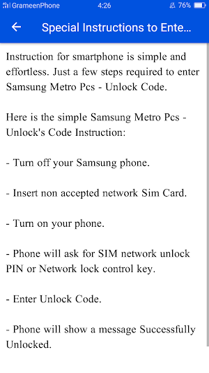 Unlock Samsung MetroPcs Guide Screenshot 2