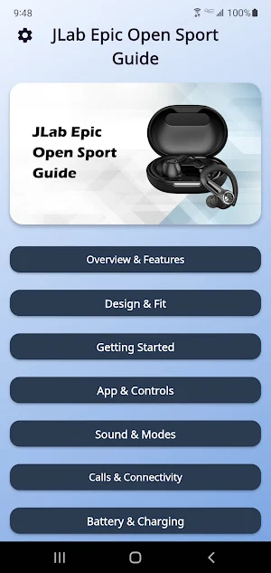 JLab Epic Open Sport Guide Screenshot 1