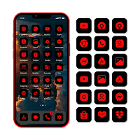 Wow Red Black Theme, Icon Pack