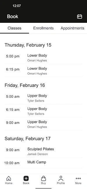 MultiFitness - Schedule Screenshot 1
