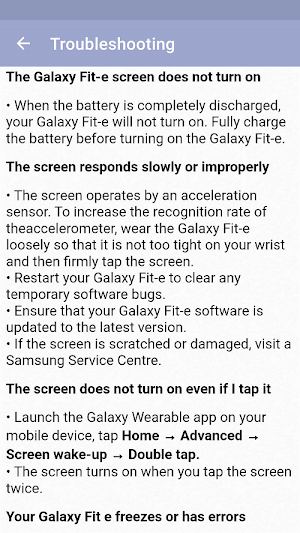 Galaxy Fit-e Guide Screenshot 2