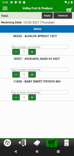 Valley Produce CheckOut Screenshot 2