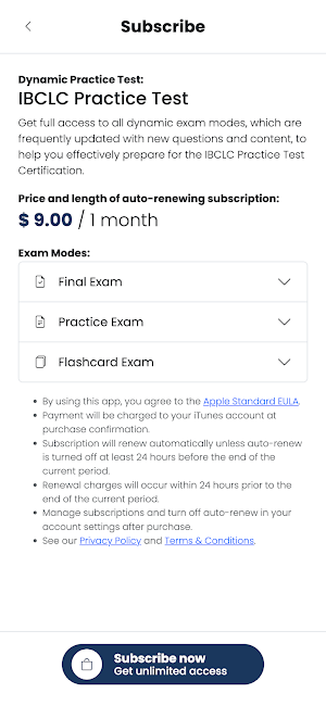 IBCLC Practice Test Screenshot 1