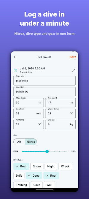 Dive Log: Scuba Logbook Screenshot 2