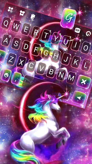 Galaxy Sky Unicorn Keyboard Background Screenshot 1