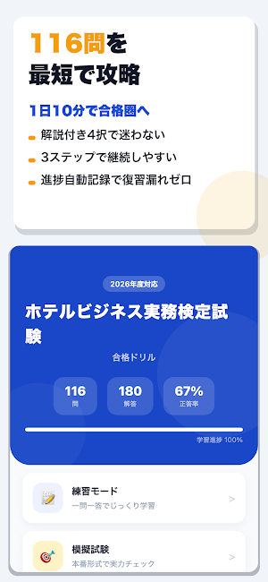 ホテルビジネス実務検定試験 合格ドリル Screenshot 0