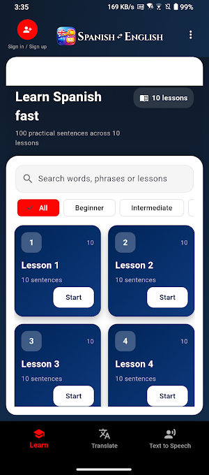 Spanish English Learn Screenshot 0