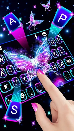 Shiny Neon Butterfly Keyboard Theme Screenshot 1