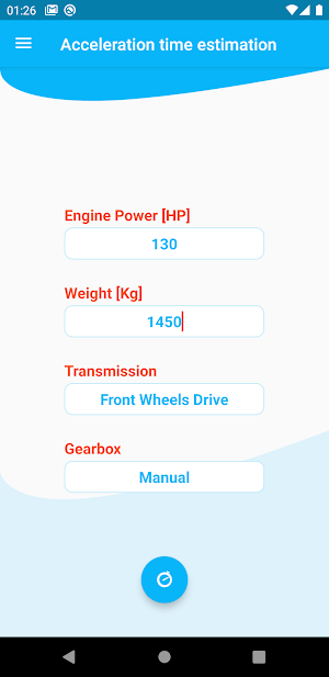 Acceleration time estimation Screenshot 0