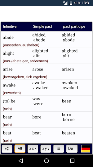 Irregular verbs Screenshot 3