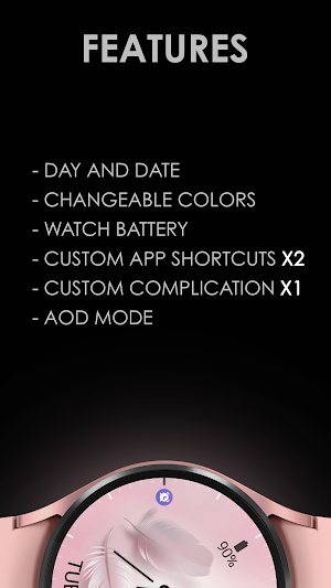 Feathers Pink watch face Screenshot 3