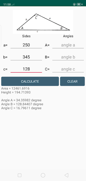 Triangle + Trigonometry + SinCosTan Calculator Pro Screenshot 1