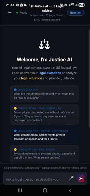 US Legal Advisor: Justice AI Screenshot 0