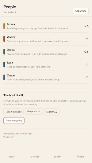 Patchwork: Time Bank Ledger Screenshot 0
