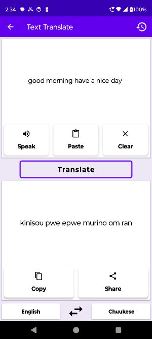 English To Chuukese Translator Screenshot 1