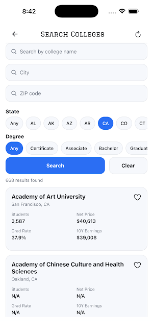 College Signal Screenshot 2
