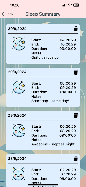 Lullaby Tracker Screenshot 1