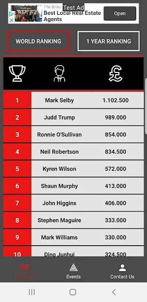 2021 - 2022 Snooker Calendar Screenshot 0