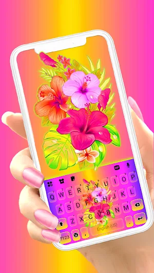 Colorful Flowers Keyboard Background Screenshot 0