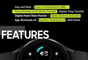 Digital Black Watch Face Screenshot 1