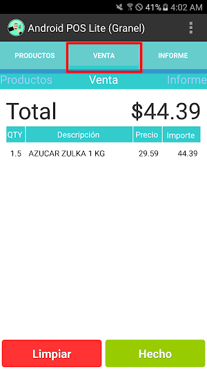 Android POS Lite (Granel) Screenshot 2